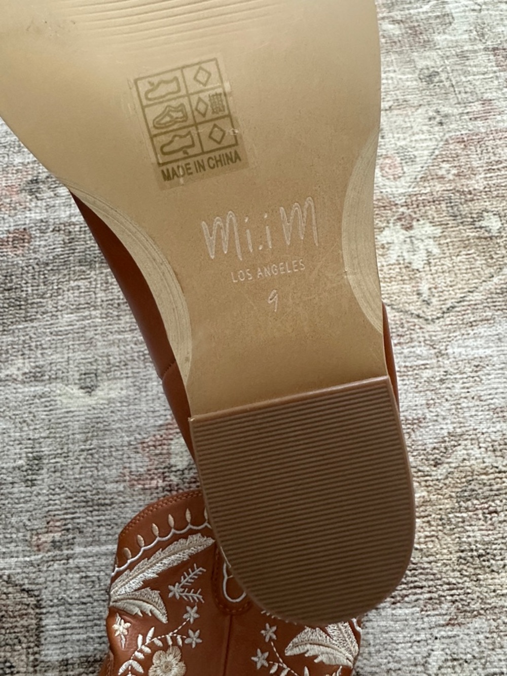 Embroidered Western Ankle Boots - Tan - Picture 10 of 12